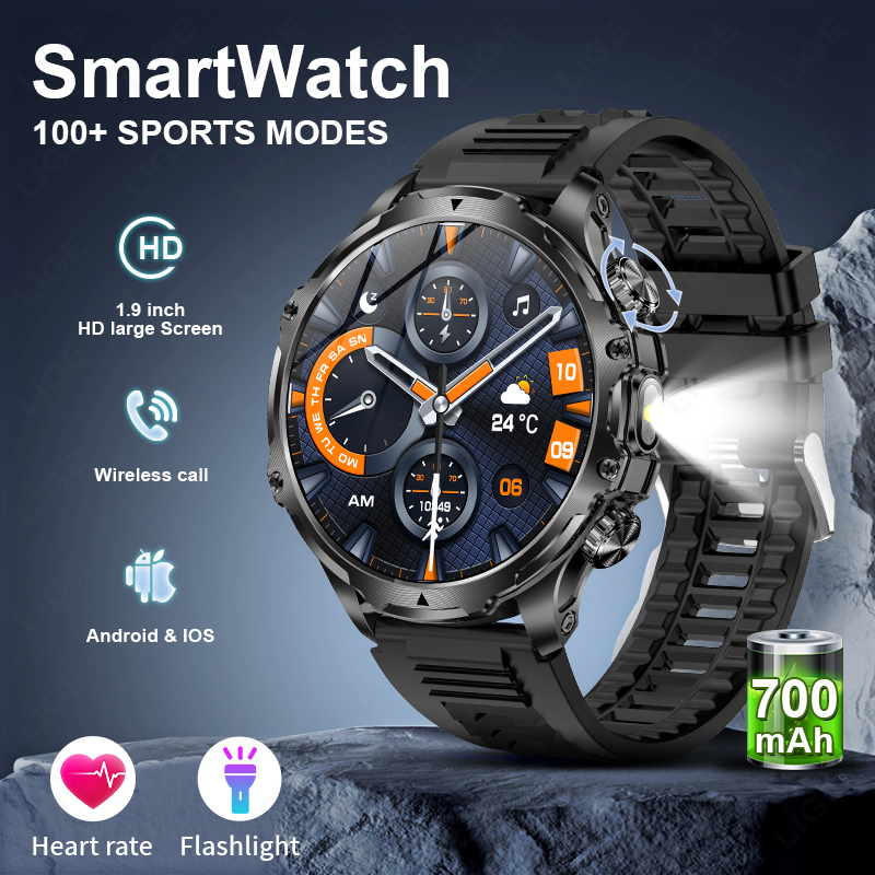 Timex Watches Smartwatch - LIGE Smartwatch wojskowy męski 1.9 