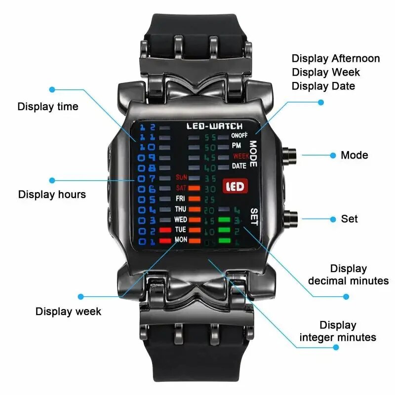 Binarny zegarek LED Kreatywny  – Timex Watches Smartwatch recenzja i cena