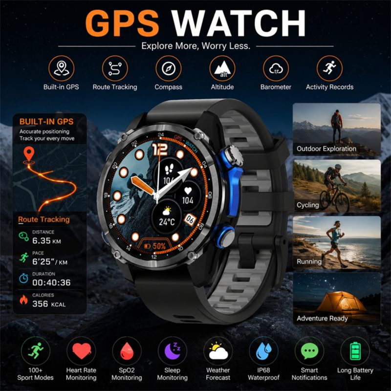 Smartwatch HD350 Pro Military  – Altimeter Compass Watch recenzja i cena