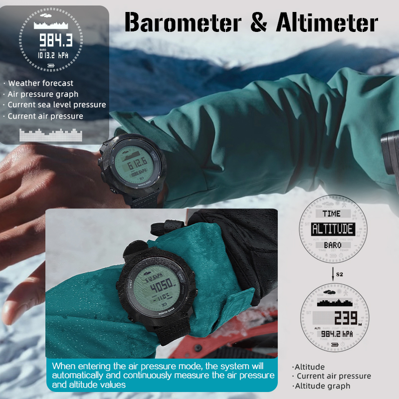 NORTH EDGE APACHE-D Męski Zega – Altimeter Compass Watch recenzja i cena