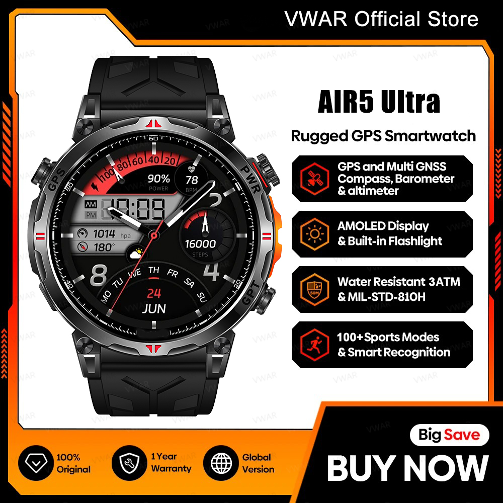 VWAR Air5 Ultra GPS Smartwatch – Watch Vs Smartwatch recenzja i cena